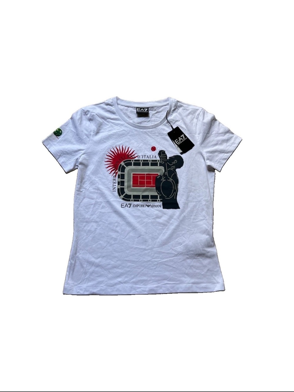 EA7 Emporio Armani Women's White Internazionali BNL D'Italia T Shirt Size Medium